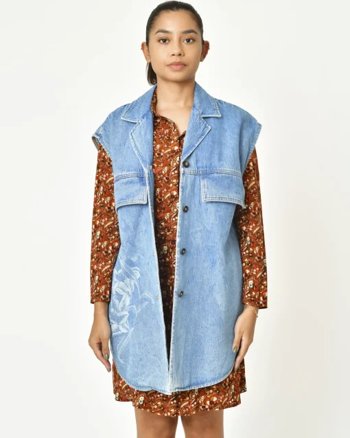 La Piscine Paris Blouson oversize en jean sans manche T_coat*Femme Blousons & Vestes