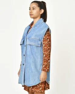 La Piscine Paris Blouson oversize en jean sans manche T_coat*Femme Blousons & Vestes