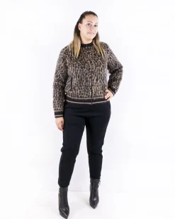 La Piscine Paris Bomber en mohair beige à motif animal She's so*Femme Blousons & Vestes