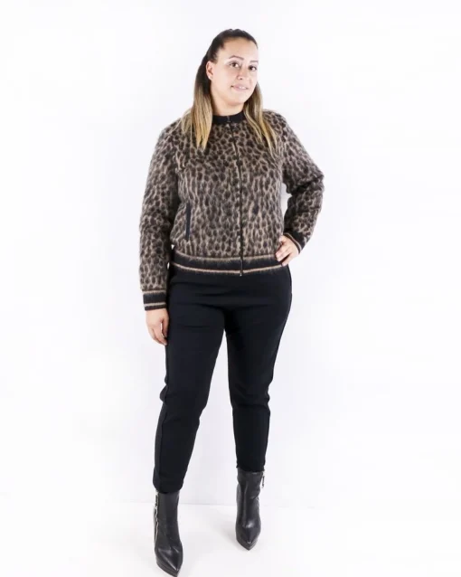 La Piscine Paris Bomber en mohair beige à motif animal She's so*Femme Blousons & Vestes