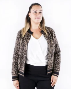 La Piscine Paris Bomber en mohair beige à motif animal She's so*Femme Blousons & Vestes