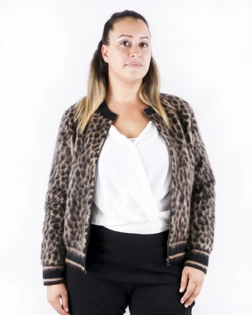 La Piscine Paris Bomber en mohair beige à motif animal She's so*Femme Blousons & Vestes