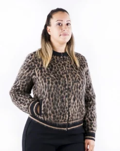 La Piscine Paris Bomber en mohair beige à motif animal She's so*Femme Blousons & Vestes