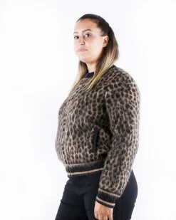 La Piscine Paris Bomber en mohair beige à motif animal She's so*Femme Blousons & Vestes