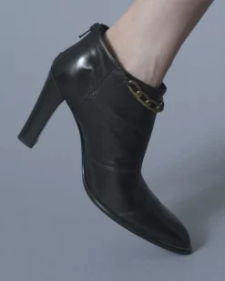 La Piscine Paris Bottines en cuir à chaînes dorées talon Plein Sud*Femme Chaussures