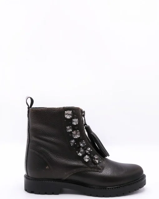 La Piscine Paris Bottines en cuir effet métallisé agrémenté de bijoux Wild Won*Femme Chaussures