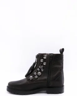 La Piscine Paris Bottines en cuir effet métallisé agrémenté de bijoux Wild Won*Femme Chaussures