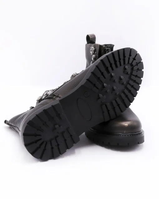 La Piscine Paris Bottines en cuir effet métallisé agrémenté de bijoux Wild Won*Femme Chaussures