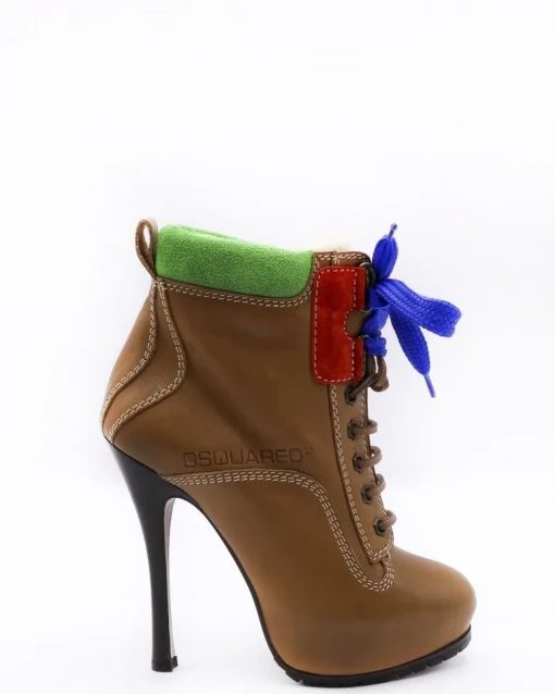 La Piscine Paris Bottines en cuir lisse à lacets bleus et empiècements en daim Dsquared*Femme Chaussures