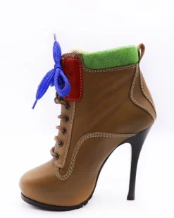 La Piscine Paris Bottines en cuir lisse à lacets bleus et empiècements en daim Dsquared*Femme Chaussures