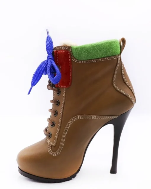 La Piscine Paris Bottines en cuir lisse à lacets bleus et empiècements en daim Dsquared*Femme Chaussures