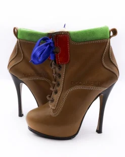 La Piscine Paris Bottines en cuir lisse à lacets bleus et empiècements en daim Dsquared*Femme Chaussures