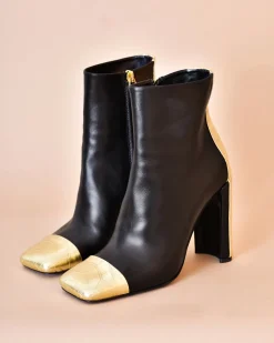 La Piscine Paris Bottines en cuir lisse et effet croco doré Premiata*Femme Chaussures