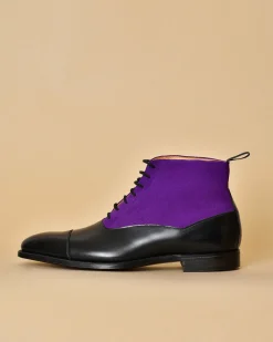 La Piscine Paris Bottines en cuir et suède violet Crockett & Jones*Homme Chaussures