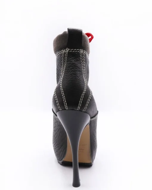 La Piscine Paris Bottines en cuir texturé à lacets rouges et empiècements en daim Dsquared*Femme Chaussures