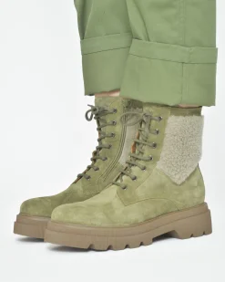 La Piscine Paris Bottines en daim et fourrure Voile Blanche*Femme Chaussures