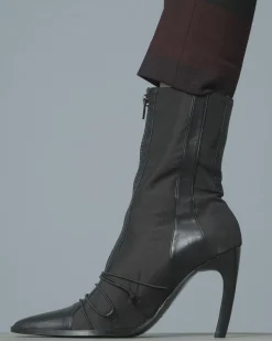 La Piscine Paris Bottines en tissu serge à empiècement en cuir Plein Sud*Femme Chaussures