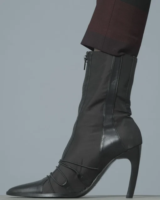 La Piscine Paris Bottines en tissu serge à empiècement en cuir Plein Sud*Femme Chaussures