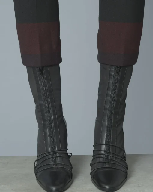 La Piscine Paris Bottines en tissu serge à empiècement en cuir Plein Sud*Femme Chaussures