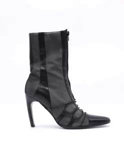 La Piscine Paris Bottines en tissu serge à empiècement en cuir Plein Sud*Femme Chaussures