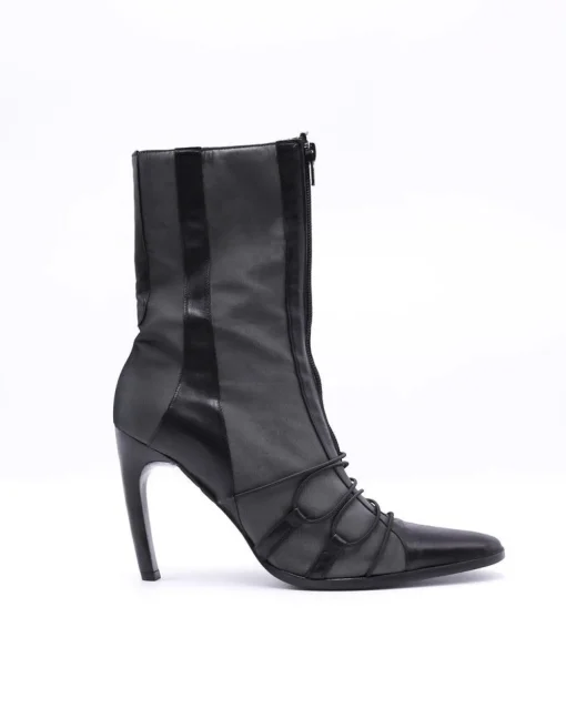 La Piscine Paris Bottines en tissu serge à empiècement en cuir Plein Sud*Femme Chaussures