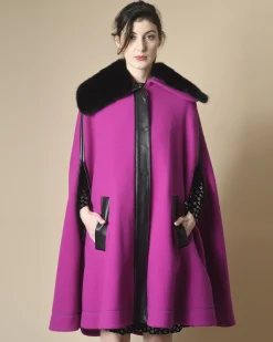 La Piscine Paris Cape en laine et cachemire à finitions en cuir Emilio Pucci*Femme Manteaux