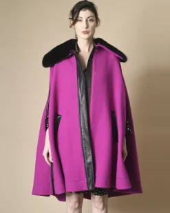 La Piscine Paris Cape en laine et cachemire à finitions en cuir Emilio Pucci*Femme Manteaux