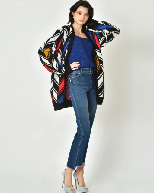 La Piscine Paris Cardigan à motif zigzag Saint Laurent*Femme Pulls & Cardigans