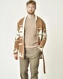 La Piscine Paris Cardigan à motifs géométriques beige Xagon Man*Homme Pulls & Gilets
