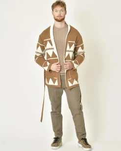 La Piscine Paris Cardigan à motifs géométriques beige Xagon Man*Homme Pulls & Gilets