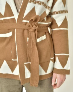 La Piscine Paris Cardigan à motifs géométriques beige Xagon Man*Homme Pulls & Gilets