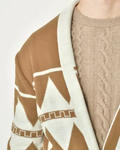 La Piscine Paris Cardigan à motifs géométriques beige Xagon Man*Homme Pulls & Gilets