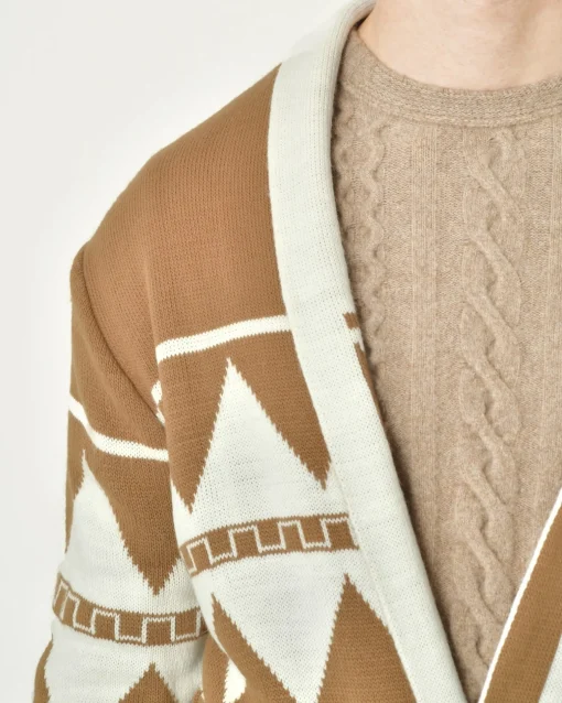La Piscine Paris Cardigan à motifs géométriques beige Xagon Man*Homme Pulls & Gilets