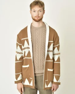 La Piscine Paris Cardigan à motifs géométriques beige Xagon Man*Homme Pulls & Gilets