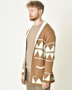 La Piscine Paris Cardigan à motifs géométriques beige Xagon Man*Homme Pulls & Gilets