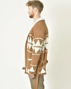 La Piscine Paris Cardigan à motifs géométriques beige Xagon Man*Homme Pulls & Gilets