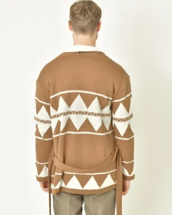 La Piscine Paris Cardigan à motifs géométriques beige Xagon Man*Homme Pulls & Gilets