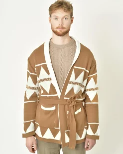 La Piscine Paris Cardigan à motifs géométriques beige Xagon Man*Homme Pulls & Gilets