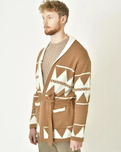 La Piscine Paris Cardigan à motifs géométriques beige Xagon Man*Homme Pulls & Gilets