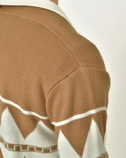 La Piscine Paris Cardigan à motifs géométriques beige Xagon Man*Homme Pulls & Gilets
