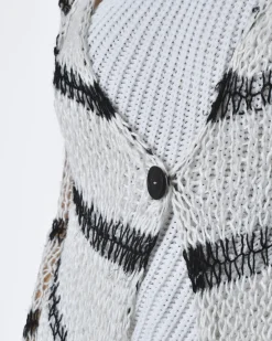 La Piscine Paris Cardigan rayé noir asymétrique Isabel Benenato*Femme Pulls & Cardigans