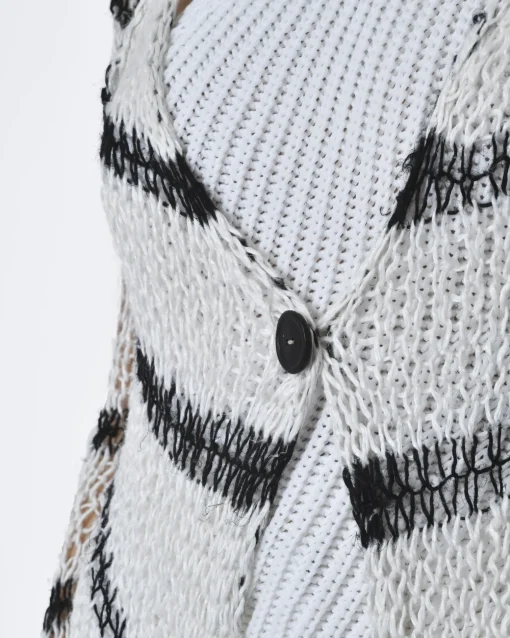 La Piscine Paris Cardigan rayé noir asymétrique Isabel Benenato*Femme Pulls & Cardigans