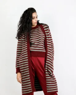 La Piscine Paris Cardigan en alpaga bicolore rayé Momoni*Femme Pulls & Cardigans