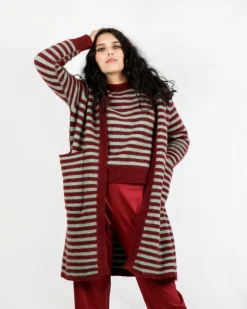 La Piscine Paris Cardigan en alpaga bicolore rayé Momoni*Femme Pulls & Cardigans