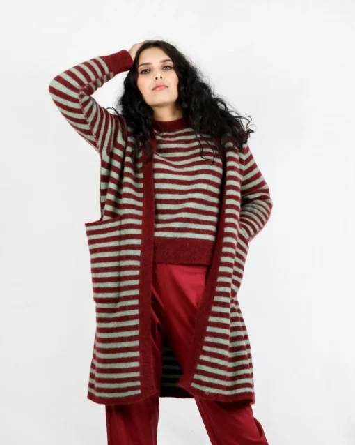 La Piscine Paris Cardigan en alpaga bicolore rayé Momoni*Femme Pulls & Cardigans