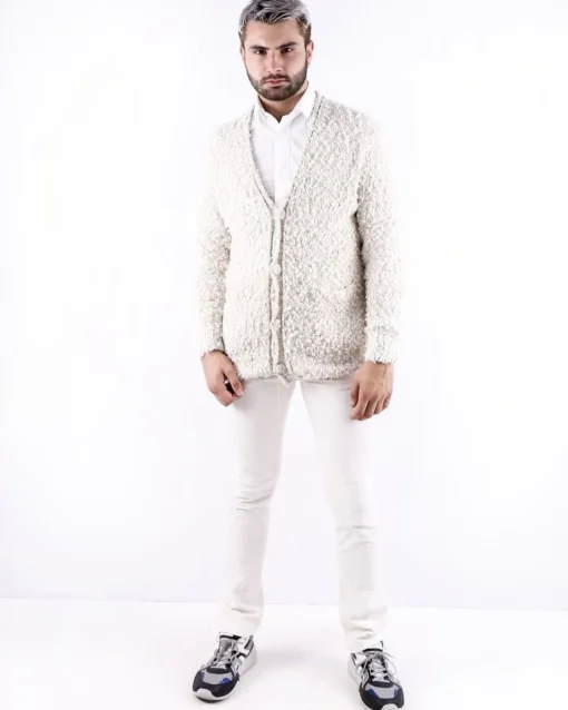 La Piscine Paris Cardigan en coton poilu Maison Flaneur*Homme Pulls & Gilets