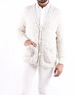 La Piscine Paris Cardigan en coton poilu Maison Flaneur*Homme Pulls & Gilets