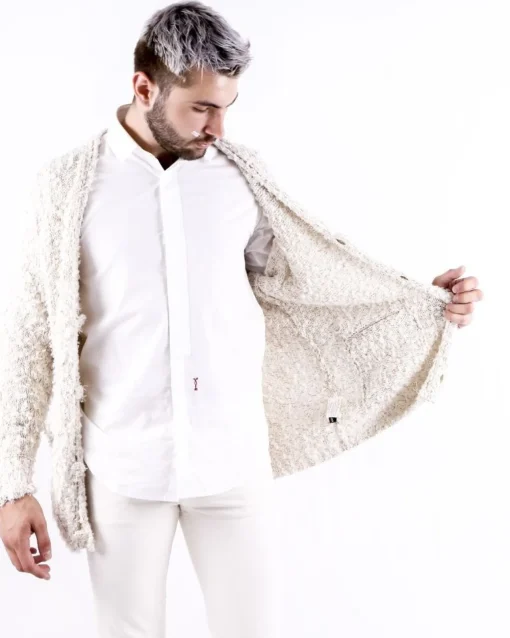 La Piscine Paris Cardigan en coton poilu Maison Flaneur*Homme Pulls & Gilets