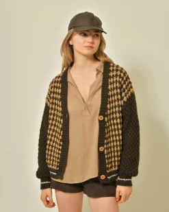 La Piscine Paris Cardigan en maille bicolore Vicario Cinque*Femme Pulls & Cardigans