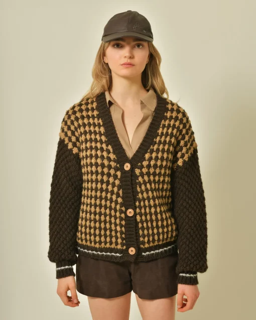 La Piscine Paris Cardigan en maille bicolore Vicario Cinque*Femme Pulls & Cardigans